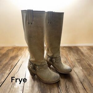 Frye Carmen Harness Tall Boots Distressed Leather Riding Western Size 5.5 B